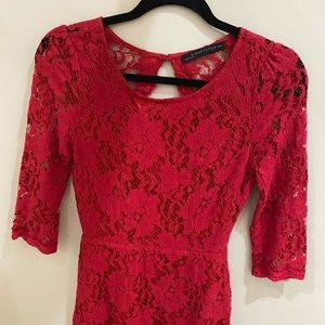 Red open back lacy dress